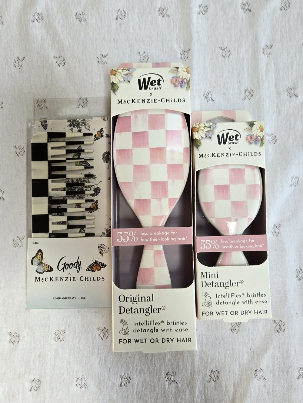 MacKenzie-Childs Wet Brush Original & Mini Detangler Set& Goody Comb